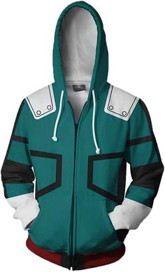 My Hero Academia Izuku Midoriya, Deku Cosplay, My Hero Academia Izuku, My Hero Academia Merchandise, Fandom Outfits, Anime Inspired Outfits, Green Hoodie