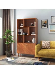 a living room filled with furniture and a potted plant