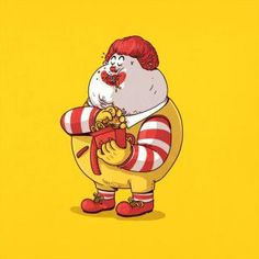 a cartoon character holding a teddy bear on top of a yellow background with red and white stripes