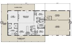 the first floor plan for a home with three bedroom and two bathrooms, including an office area