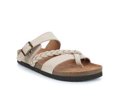 Casual comfort has never been this cute. The White Mountain Hazy sandal is your next summertime go-to for any ocassion! Leather or fabric upper with braided detail, Easy slip-on entry with adjustable buckle closure, Approx. 1 inch platform height, Open round toe with wrap toe post design, Contoured comfort footbed for added comfort, Durable and lightweight synthetic outsole, White Mountain® branding details | Women's White Mountain Hazy Footbed Sandals in Sandalwood Size 6 Toe Loop Footbed Sandals With Adjustable Strap For Beach, Adjustable Synthetic Footbed Sandals With Single Toe Strap, Adjustable Textured Footbed Sandals With Single Toe Strap, Adjustable Strappy Sandals With Textured Footbed, Adjustable Braided Open Toe Flip Flops, Adjustable Strappy Footbed Sandals With Buckle Closure, Adjustable Cushioned Toe Post Footbed Sandals, Adjustable Braided Open Toe Sandals, Adjustable Strappy Sandals With Braided Straps