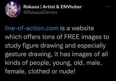 a tweet with the caption'line - of - action com is a website which offers tons of free images to study figure drawing and especially