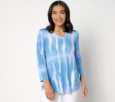 Banish those tired tees to the back of your closet. This ribbed top elevates your casual look with a fabulously fun tie dye print. From LOGO by Lori Goldstein®. Fun Tie, Rib Top, Lori Goldstein, Cool Ties, Ribbed Top, Tie Dye Print, Neck Tie, Casual Looks, Tie Dye