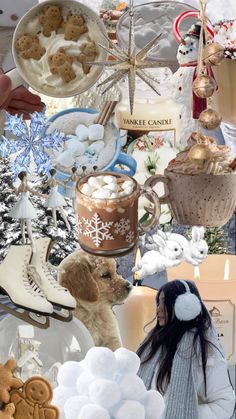 a collage of christmas items including cookies, snowflakes and other holiday decorations