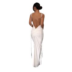 PRICES MAY VARY. MATERIAL: Women open back dresses are made of premium polyester blend fabric, stretch, soft, breathable, comfortable to wear FEATURE: Self-tie elongated sash which can be worn a variety of ways. Alluring open back with pleat and slim fitting design highlight your curves, show off your beautiful silhouette and slinky figures, make you stand out of the crowd. Spaghetti straps back out dress, one shoulder floor length dress, deep V-neck split dress, various styles and colors availa Back Showing Dresses, 24th Birthday Ideas For Women Outfit, White Dress Open Back, Cocktail Long Dress, White Backless Dress, Clothing Wishlist, Cute Birthday Ideas, Open Back Maxi Dress, Sister Sister