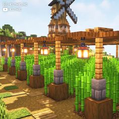 an image of a video game scene in the style of minecraft with lots of green plants