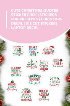 christmas stickers with the words'cute christmas quotes for presents, gifts, and other items