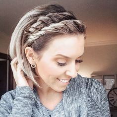 Cute Braids For Short Hair Short Hairstyle, Short Braids, Short Wedding Hair, Short Hair Updo, Braids For Short Hair, Blonde Bobs, Girl Short Hair