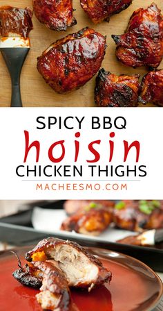 spicy bbq hoisin chicken thighs on a plate