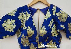 1. Fabric - Brocade.  2. V neck Blouse. 3. Elbow Sleeves Blouse.  4. Customize in any color and size. V Neck Blouse Indian, Blue Brocade Blouse, Blouse Sari, Blouse Crop Top, Blouse Indian, Blouse Crop, Brocade Blouse, Brocade Blouses, Blouse Saree