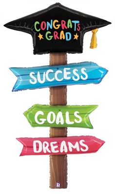 a group of signs that say success, goals and dreams on top of each other