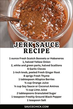 a recipe for jelk sauce in a glass bowl