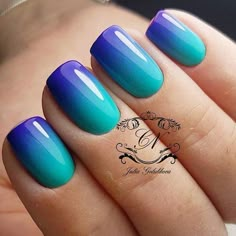 Acrylic Nails Natural, Unghie Sfumate, Summer Manicure, Ombre Nail Designs, Short Acrylic Nails, Nail Polishes, Powder Nails