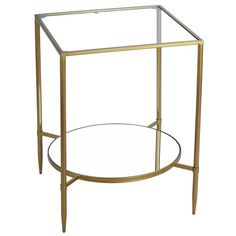 a glass and metal side table