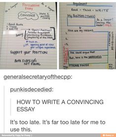 the writing process for an argument is shown in two separate pictures, one has been written on