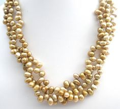 Multi Strand Freshwater Pearl Necklace 18" Freshwater Pearl Necklace, Freshwater Pearl Necklaces, Strand Necklace, Multi Strand, Costume Jewelry, Antique Jewelry, Fresh Water, Freshwater Pearls, Beaded Jewelry