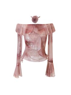 Color: Pink, Size: L Aesthetic Tie Dye, Y2k Grunge Aesthetic, Chiffon Shirts, Chiffon Ruffle, Old Money Aesthetic, Chiffon Shirt, Y2k Grunge, Grunge Aesthetic, Retro Style