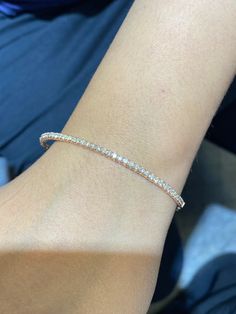 1.00 Carat Natural Diamond Flexible Half Way Round Bangle Bracelet G SI 14K Rose Gold 7'' 100% Natural Diamonds, Not Enhanced in any way Round Cut Flexible Diamond Bracelet 1.00CT G-H SI 14K Rose Gold, 5 gram, prong 7 inches in length 2.5 mm in width 41 diamonds B5859-1P ALL OUR ITEMS ARE AVAILABLE TO BE ORDERED IN 14K WHITE, ROSE OR YELLOW GOLD UPON REQUEST. All Chains of Pendants and Necklaces Can be Requested in 16'' or 18'' Length. . This item is proudly handcrafted in the USA. Perfect gift Luxury Rose Gold Bracelet With Single Cut Diamonds, Luxury Flexible Rose Gold Diamond Bracelet, Anniversary Rose Gold Tennis Bracelet With Brilliant Cut, Rose Gold Tennis Bracelet With Vvs Clarity, Rose Gold Tennis Bracelet With Diamond Accents, Luxury Rose Gold Bracelet With Prong Setting, Rose Gold Diamond Tennis Bracelet With Round Cut, Rose Gold Diamond Round Cut Tennis Bracelet, Fine Jewelry Rose Gold Tennis Bracelet With Prong Setting