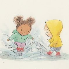 two children playing in the water with each other