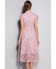 Get 10% off now! Buy L-5XL Pink Lace Flowers Modest Tea Length Party Dress at cheap price online. Free stable shipping and pro custom service since 2009. Lace Midi, Lace Midi Dress, Lace Flowers, Sweet Dress, Tea Length, Lovely Dresses, Vintage Lace, Pink Lace, Skater Dress