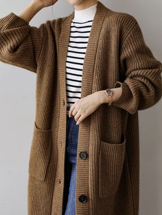 Winter Fall Long Knitted Cardigan Single Breasted V-neck Malhas Coat Solid Color Soft Sweater V-neck Sweater With Button Closure For Winter, Knit V-neck Sweater Coat With Pockets, Knit V-neck Sweater Coat With Button Closure, Oversized V-neck Sweater Coat For Fall, Casual Brown V-neck Sweater For Work, Winter V-neck Sweater With Button Closure, Beige V-neck Sweater Coat For Work, Brown V-neck Winter Outerwear, Fall V-neck Sweater With Pockets