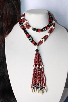 beautiful necklace Lariat Necklace With 108 Beads, Traditional Double Strand Necklace As A Gift, Elegant Necklace With 108 Beads Pendant, Elegant Handmade Red Long Necklace, Unique Single Strand Long Necklace, Long Single Strand Beaded Necklace, Unique Long Single Strand Necklace, Costume Jewelry Long Necklace With Polished Beads, Elegant Red Lariat Necklaces