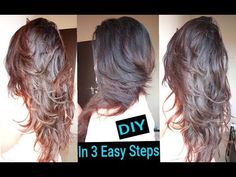 Diy V Haircut, Deep Layer Haircut, How To Cut Long Layers Yourself, Butterfly Cut Hair Long, Diy Haircut At Home, Diy Hair Layers, Diy Layers, Waterfall Layers Haircut, Step Haircut