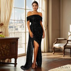 Lasaky - Luxurious Sequin Mermaid Evening Gown with a Flattering Train Brown Evening Dresses, Sequin Evening Gowns, Mermaid Evening Gown, Purple Mermaid, Sequin Evening Dresses, فستان سهرة, Split Dress, Mermaid Prom Dresses, Formal Evening Dresses