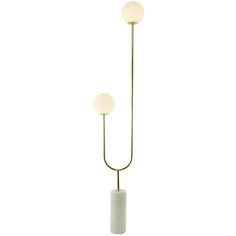 Brighten up any room to create a warming atmosphere for you and your guests with this chic floor lamp. Make a statement with this unique floor lamp on any surface space for a balanced look. Add this modern floor lamp to any corner of your living room or office to brighten up the space. Includes 2 Type A G9/BI-PIN bulbs. This item ships in 1 carton. Comes with a 89" cord length. Features two diffused light orb lanterns. Suitable for indoor use only. Floor lamp comes with a white globe shaped shad Chic Floor Lamp, Torch Floor Lamp, Shelf Lamp, Globe Floor Lamp, Tall Floor Lamps, Unique Floor Lamps, Modern Floor Lamp, Gold Floor Lamp, Floor Lamp With Shelves