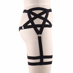 Gothic Pentagram Fetish Wear Thigh Leg Harness | Rock n' Doll Diy Leg Harness, Punk Girl Fashion, Burlesque Lingerie, Male Lingerie, Garter Stockings, Garters And Stockings, Leg Harness, Stockings Legs, Punk Girl