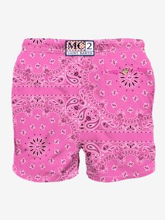 Man swim shortsPink bandanna all over printLight fabricQuick dryingTrue to sizeNet liningElasticated waistbandDrawstring fasteningInner briefsCare instructions:Cold wash by running water and neutral soap. Do not soak. Hang to dry. Do not dry in contact with other garments. Pink Swim, Saint Barth, Running Water, Man Swimming, Swim Shorts, Swim Trunk, Soap, Swimming, Man Shop