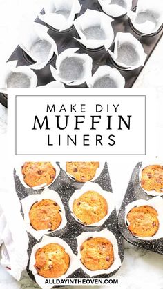 muffins are lined up and ready to be baked in muffin tins