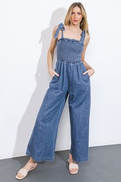 GETTING IT DONE DENIM JUMPSUIT l FLYING TOMATO – Flying Tomato Flying Tomato, Straight Neckline, Dress Gift, Washed Denim, Denim Jumpsuit, One Piece Swimwear, Getting Things Done, Denim Wash, Jumpsuit Romper