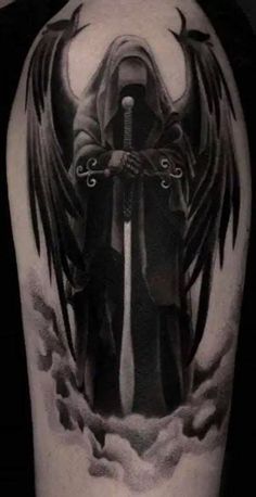 Angel Of Death Tattoo Ideas. There are any references about Angel Of Death Tattoo Ideas in here. you can look below. I hope this article about Angel Of Death Tattoo Ideas can be useful for you. Please remember that this article is for reference purposes only. #angel #of #death #tattoo #ideas Hooded Angel Tattoo, Dark Angel Tattoo Men, Warrior Angel Tattoo Men, Devil Tattoo Men, Demonic Tattoos For Men, Dark Realism Tattoo Design, Good Angel Bad Angel Tattoo, Demon Tattoo For Men, Gothic Tattoo Men