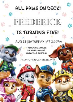 the paw patrol birthday party is in full swing with this free printable fireman and his friends