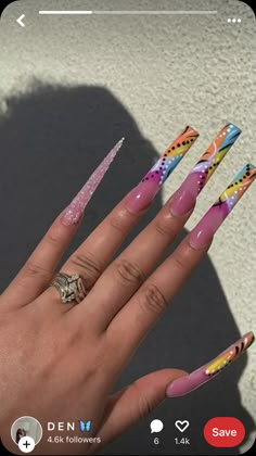 Freaknik Nails, Long Exotic Nail Designs, Exotic Nail Designs, Ongles Bling Bling, Long Acrylic Nail Designs, Drip Nails