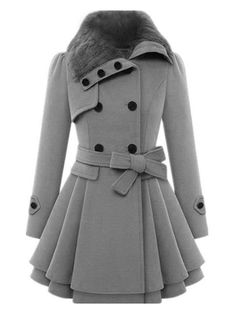 30-70% OFF✓ Fast Shipping✓Add retro elegance to your winter wardrobe with a 1950s fur collar waisted coat. A flattering silhouette and cozy fur details create a timeless look. Robes Women, Navy Blue Fashion, Plain Coats, Style Bleu, Women Sportswear, Women Trousers, Long Overcoat, Ruffle Jacket, Pyjama Sets