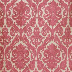 a red and white wallpaper with an ornate design on it's side,