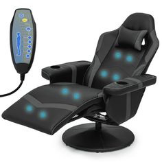 This massage reclining gaming chair is a perfect partner for you when you are working or playing games. Item Specification: Size: (L)32.0" (W)23.0" (H)43.0".  Color: Gray. Gaming Couch, Gaming Sofa, Theater Chairs, Gamer Chair, Ergonomic Computer Chair, Racing Chair, Living Room Recliner, Computer Desk Chair, Video Gaming