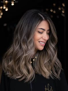 Hair 2020 Gallery : Hair By Salah Selena Gomez Hair Color Balayage, Asian Bayalage Hair Ash Brown, Cold Brown Hair Color Dark, Cold Balayage, Cold Hair Color, Beige Balayage On Dark Hair, Mushroom Brown Hair Color Balayage, Mushroom Brown Balayage, Cold Brown Hair