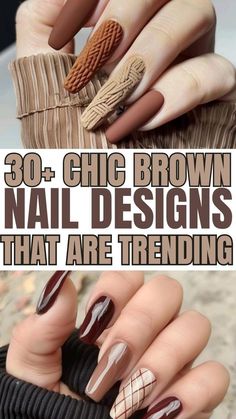 Acrylic Brown Nails, Brown Nails With Chrome, Almond Brown Nails, Brown Nails Inspiration, Brown Nails Ideas, Brown Nail Ideas, Nails With Chrome, Fall Almond Nails, Brown Nail Art