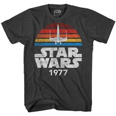 This men's Star Wars vintage logo tee is a classic throwback for long-time fans. This men's Star Wars vintage logo tee is a classic throwback for long-time fans. Crewneck Short sleeveFABRIC & CARE Cotton, polyester Machine wash Imported Color: Charcoal. Gender: male. Age Group: adult. Pattern: Graphic. Material: Cotton Blend. Sunset Logo, Star Wars Vintage, Star Wars Shirt, Star Wars 1977, Star Wars Tees, Star Wars Men, Star Wars Outfits, Star Wars Logo, Star Wars Tshirt