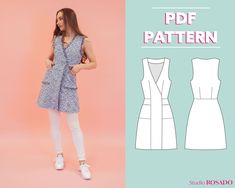 Vest? Dress? Both! Featuring 2 pockets and A-line. SIZES: EU 34-44 (US 2-12) SEWING LEVEL: some patience will be needed. PDF PATTERN INCLUDES: ✅Print at home pattern formatted to print on US Letter as well as A4 format paper ✅A0 format size file for copy shop printing ✅All PDF patterns are layered, so you can select and print only the size you need! ✅Visible seam allowance Vest Dress Outfits For Women, Long Vest Outfit Fall, Long Vest Outfits For Women, Long Vest Pattern, Tweed Dress Outfit, Vest Dress Outfit, Long Vest Outfit, Diy Wrap Dress, Fall Vest Outfits