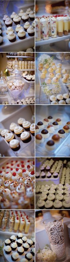 many different pictures of cupcakes on display