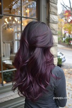 Brown Dyed Hair Ideas, Brunette And Purple Hair, Purple Hair Brown Skin, Purple Brown Hair Color, Dark Purple Hair With Brown, Hair Dye Ideas For Brown Skin, Hair Colour For Dark Skin Tones, Dark Brown Hair With Purple, Dark Brown Purple Hair