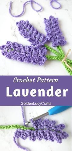 crochet pattern lavender leaves with text overlay