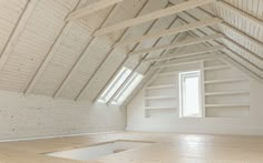 an empty room with white walls and wooden floors