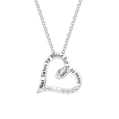 Unbiological Sister Heart Necklace Perfect gift for friends - Not Sisters By Blood But Sisters By Heart is the Perfect Way to Say I Love You to A Special Best Friend like a sister. Details for necklace: * Stainless Steel Chain Necklace - 18" plus 2" extender* White Gold Plated Heart Pendant with Phrase shown (approx 3/4") Each Necklace will be packaged in our organza bags ready to give as a gift. OR you can select an Option for Gift Box during checkout! Unbiological Sister Gifts, Delicate Diamond Necklace, Xo Necklace, Custom Cuff Bracelet, Friend Ideas, Unbiological Sister, Friend Stuff, Necklace Friendship, Graduation Jewelry