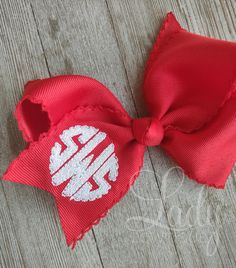 Monogram Hair Bows, Boutique Hair Bows Diy, Headband Bows, Pony O, Monogram Bow, School Hair Bows, Machine Applique Designs, Personalized Bow, Custom Bows