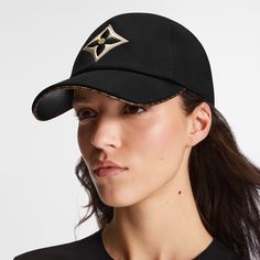 LOUIS VUITTON® - Lv Day Cap - Black Louis Vuitton Hat, Cap Collection, Embroidered Monogram, Louis Vuitton Official, Leg Warmers, Smooth Leather, Women Collection, Casual Looks, Accessories Hats